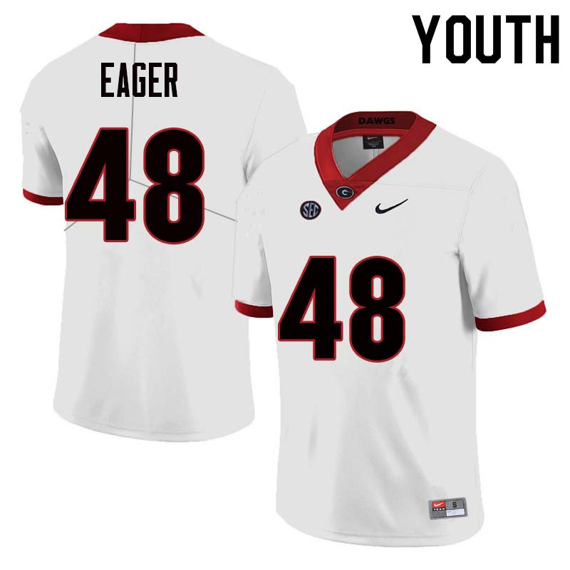 Youth Georgia Bulldogs #48 John Eager College Football Jerseys Sale-White - Click Image to Close